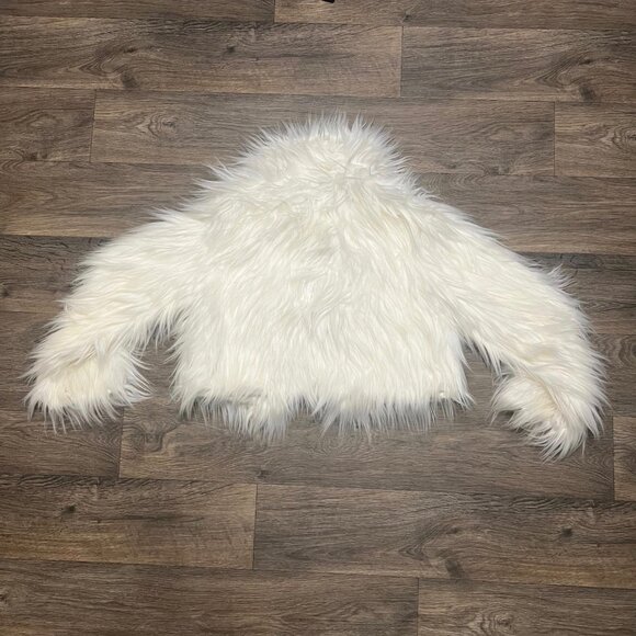 NEW Zara White Faux Fur Jacket Lapel Collar Size Medium NWT - Picture 10 of 11